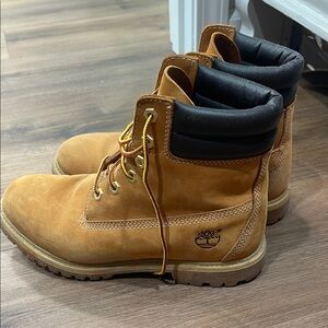 Timberland Tan and Black Nubuck Boots